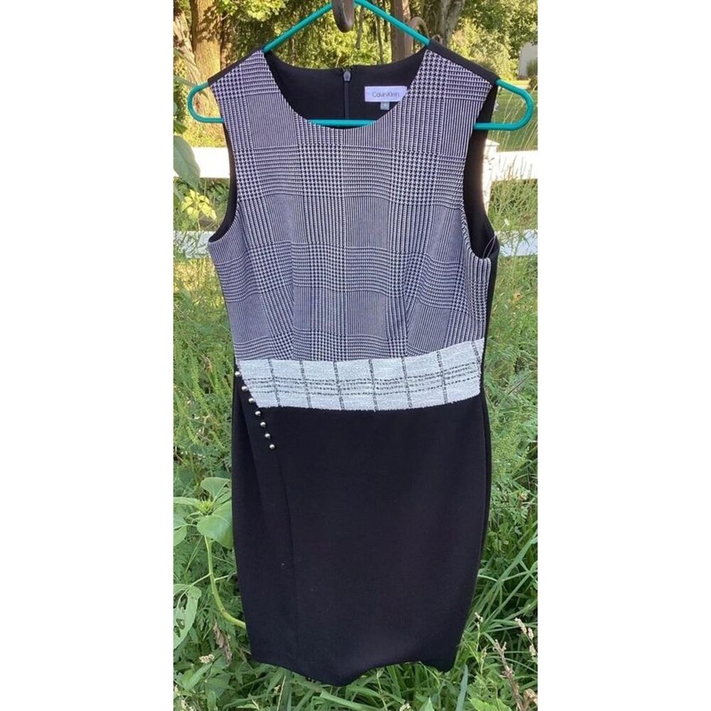 Calvin Klein Dressy Dress Black & White Size 4 Knee Length Very Good